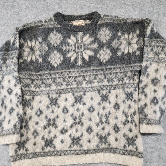 VTG Woolrich Womens Wool Knit Nordic Snowflake Pullover Crewneck Sweater USA - Picture 4 of 12